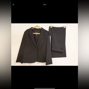 Lane Bryant Charcoal & White Pin Striped Suit - Size 14/16
